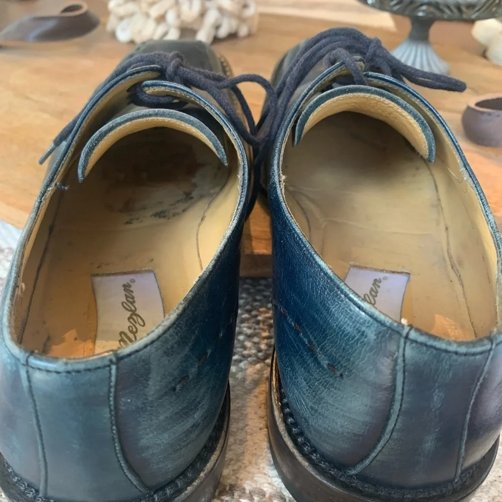 Mezlan Maranello Dark Navy Blue Leather Lace Oxford Dress Shoes‎ Men’s 8 M Spain